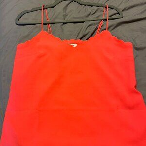 Scalloped Neon Coral Top